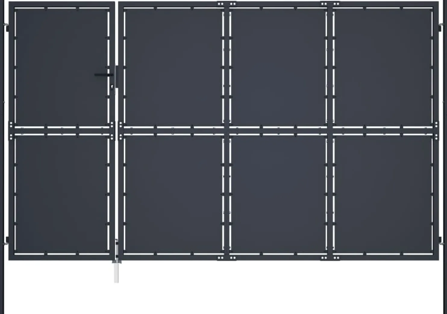 Puutarhaportti teräs 350x150cm umpinainen antrasiitti
