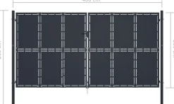 Puutarhaportti teräs 400x200cm umpinainen antrasiitti