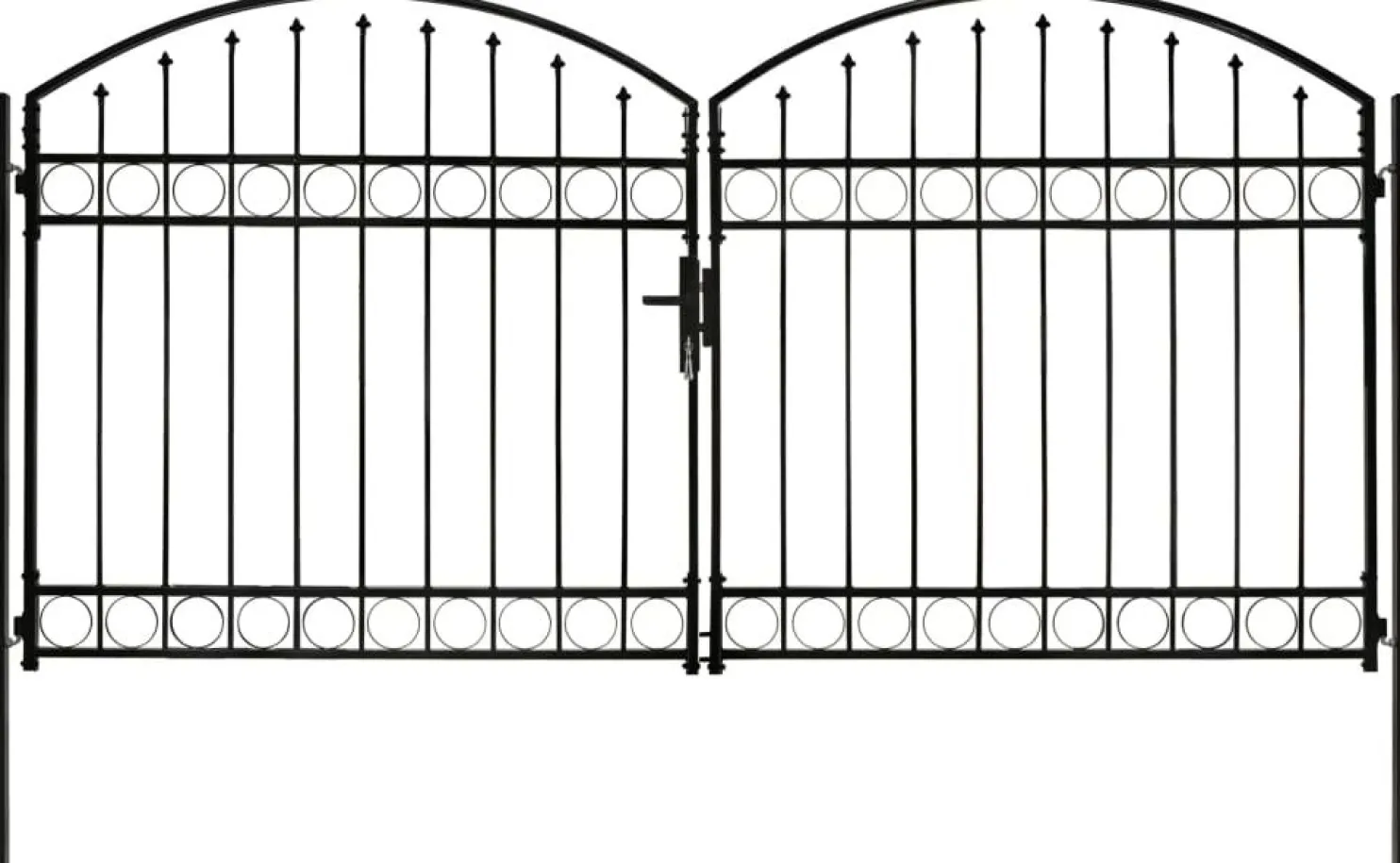 Puutarhaportti tuplaovilla kaareva yläosa teräs 300x150cm musta