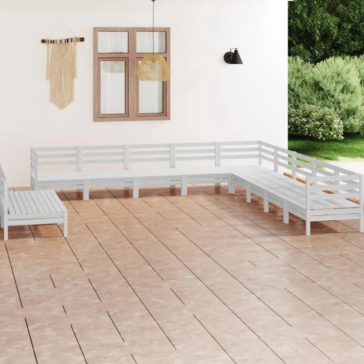Puutarhasohvasarja, mäntypuu, 11-osainen, eri värejä