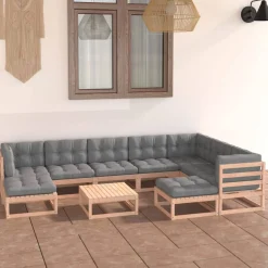Puutarhasohvasarja, pehmusteilla, mäntyä, 10-osainen, eri värivaihtoehtoja