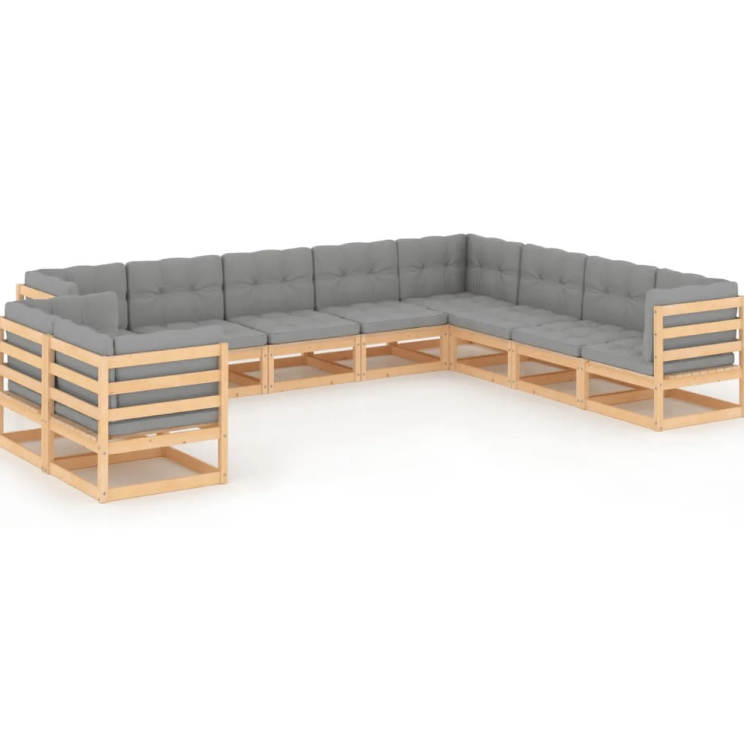 Puutarhasohvasarja, tyynyillä tai ilman, mäntypuu, 10-osainen, eri värejä