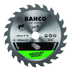 Pyörösahanterä Bahco 165x20mm 24H puulle