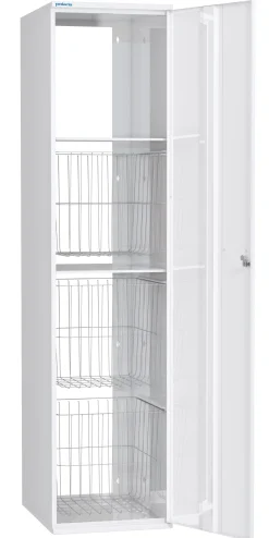 Pyykkikaappi Polaria 300x1700x530 mm oikeakätinen sylinterilukko 3 koria + 2 hyllyä