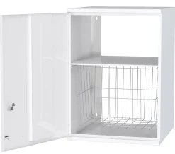 Pyykkikaappi Polaria 500x700x350 mm vasenkätinen sylinterilukko hylly + kori