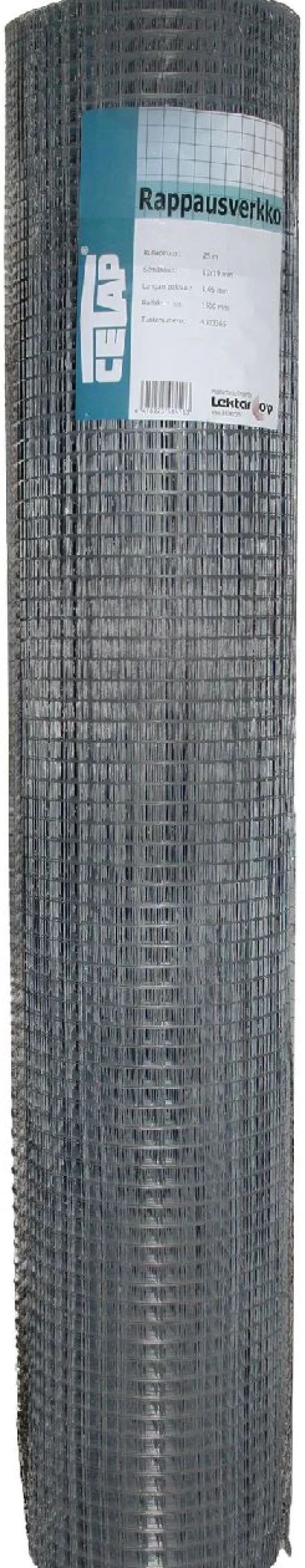 Rappausverkko Cetap, 19x19x1mm, 25m, sinkitty, eri korkeuksia