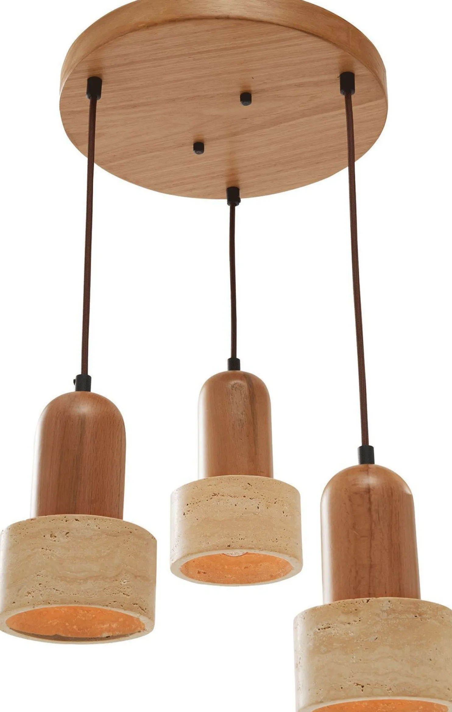 Riippuvalaisin Linento Lighting Loer-C, 3-osainen, E27, max. 40W, IP20, tammi/beige