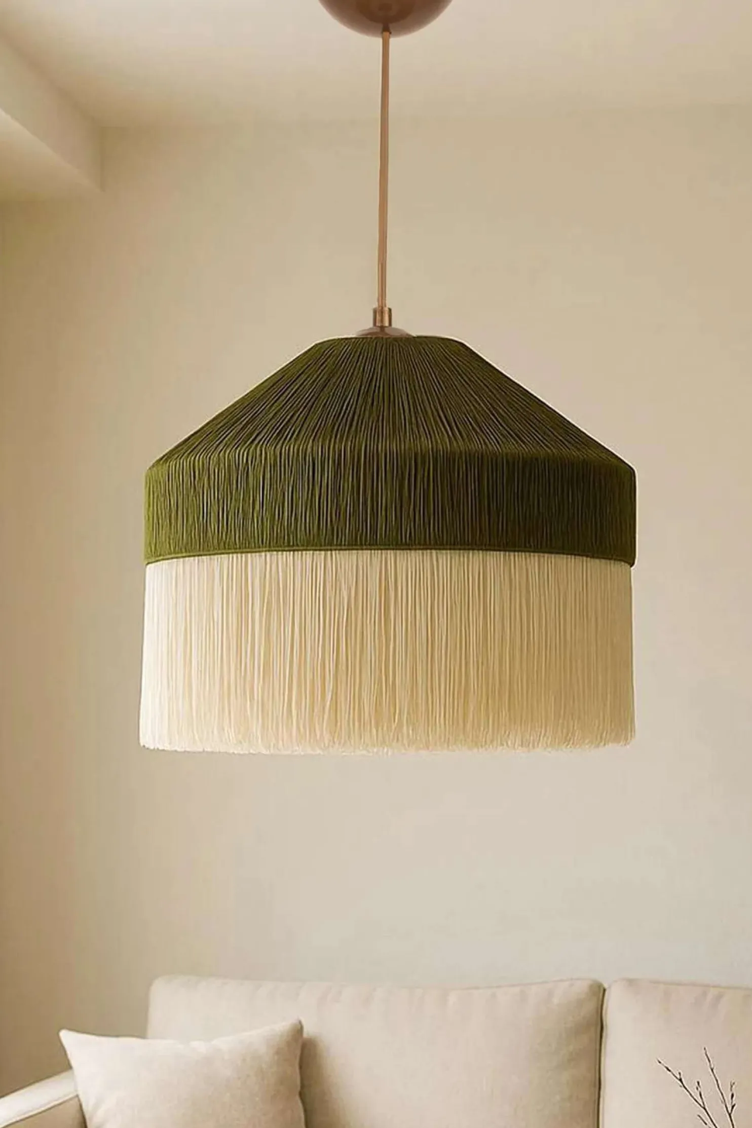 Riippuvalaisin Linento Lighting Ivernia, Ø40cm, E27, max. 40W, IP20, vihreä/kerma
