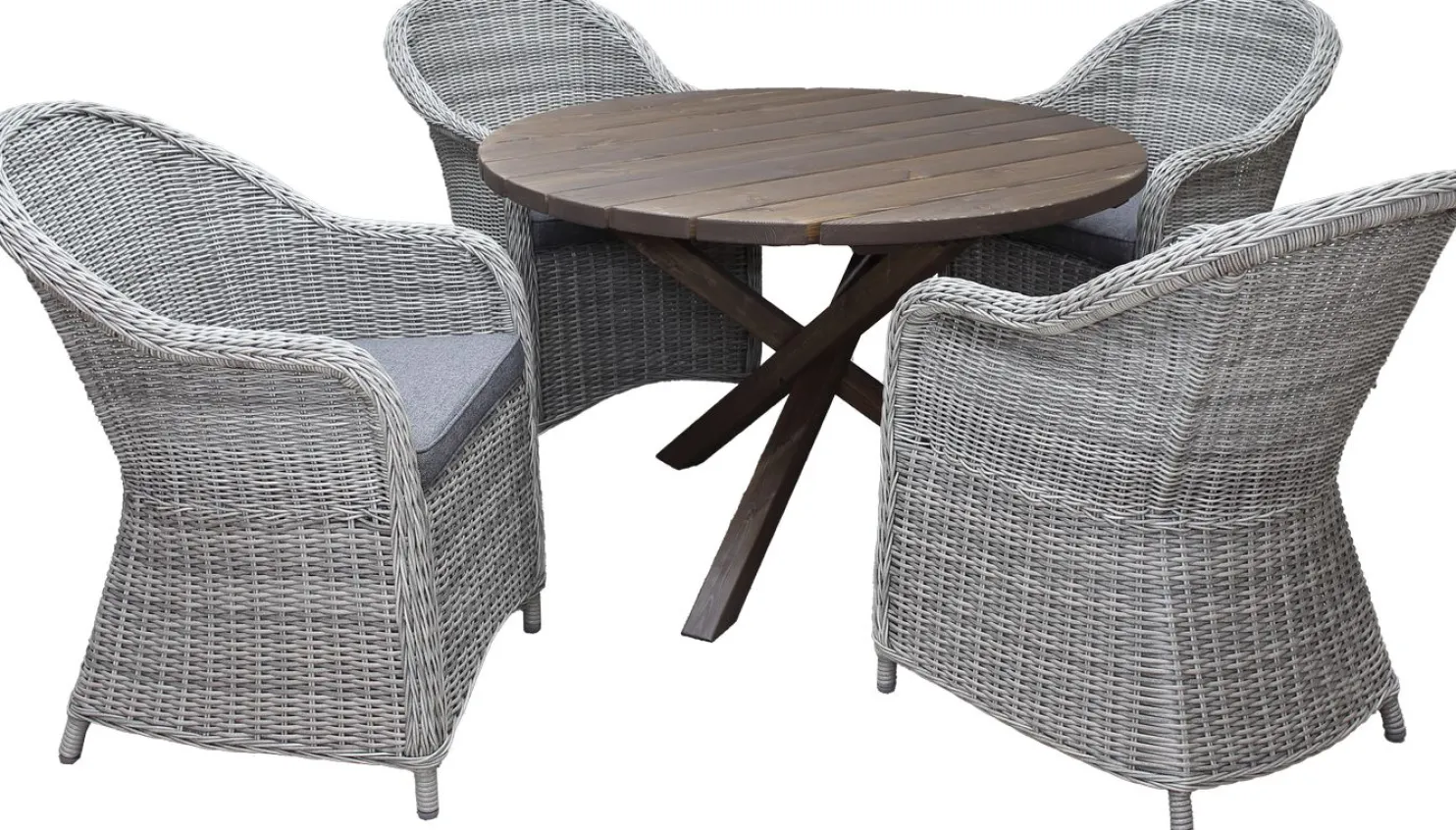 Ruokailuryhmä Baltic Garden, Ø112cm Scottsdale-pöytä + 4 Daisy-tuolia