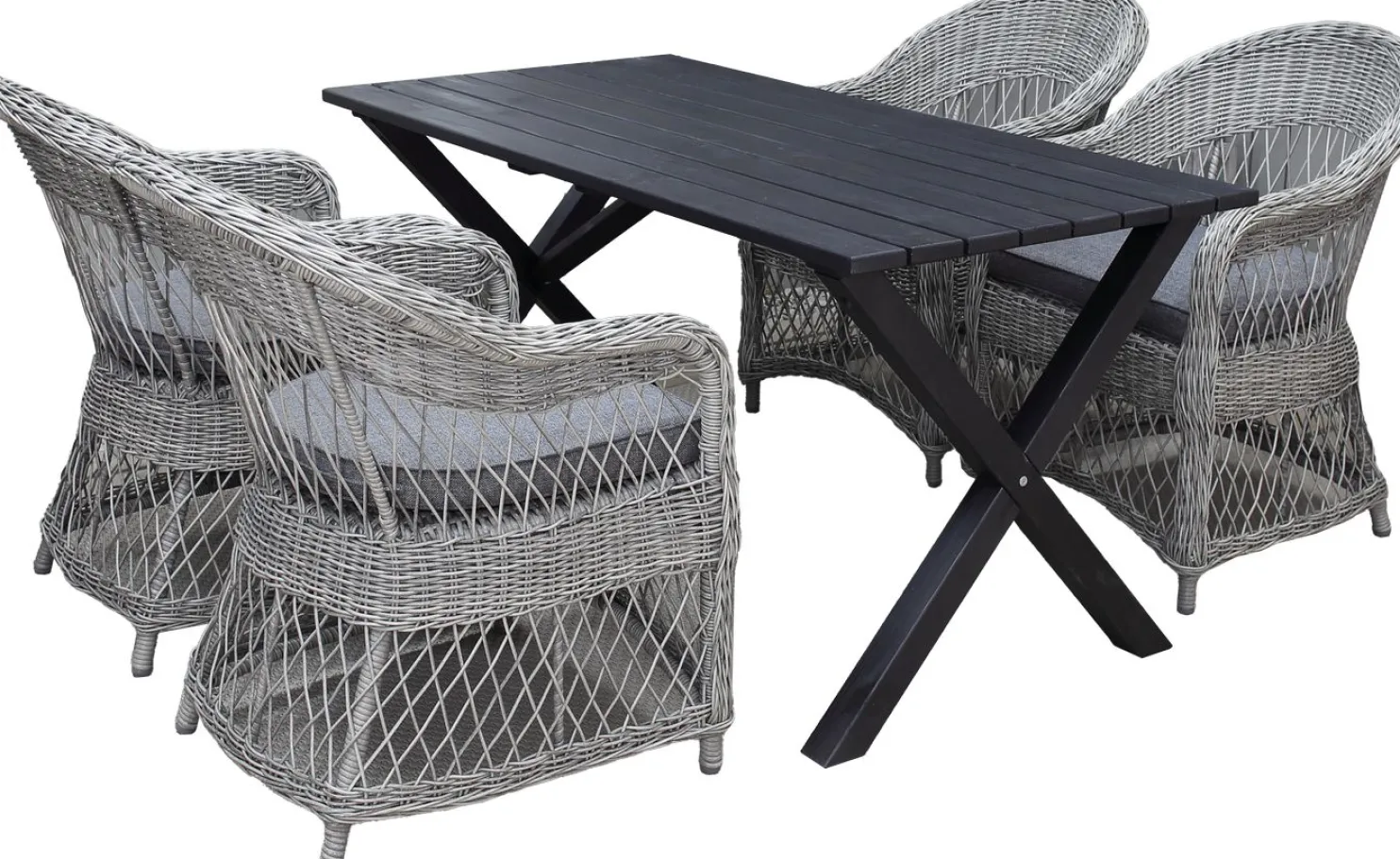 Ruokailuryhmä Baltic Garden, 150x77cm Scottsdale-pöytä + 4 Rosie-tuolia