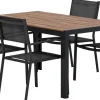 Ruokailuryhmä ulos Venture Home, musta Break-pöytä 150x90cm + 4 mustaa Copacabana-tuolia