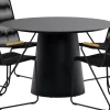 Ruokailuryhmä ulos Venture Home, musta Lanzo-pöytä Ø120cm + 4 mustaa Bois-tuolia