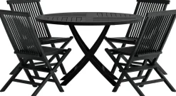 Ruokailuryhmä ulos Venture Home, musta Kenya-pöytä Ø120cm + 4 mustaa Kenya-tuolia