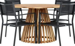 Ruokailuryhmä Venture Home, ø120cm Lumpur-pöytä + 4 pinottavaa Copacabana-tuolia