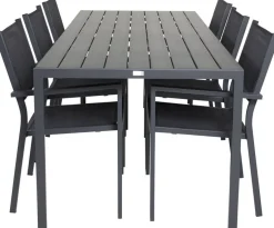 Ruokailuryhmä Venture Home, 205x90cm Break-pöytä + 6 pinottavaa Copacabana-tuolia