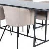 Ruokailuryhmä Venture Home, 200x90cm musta Leif-pöytä + 4 beigeä Berit-tuolia