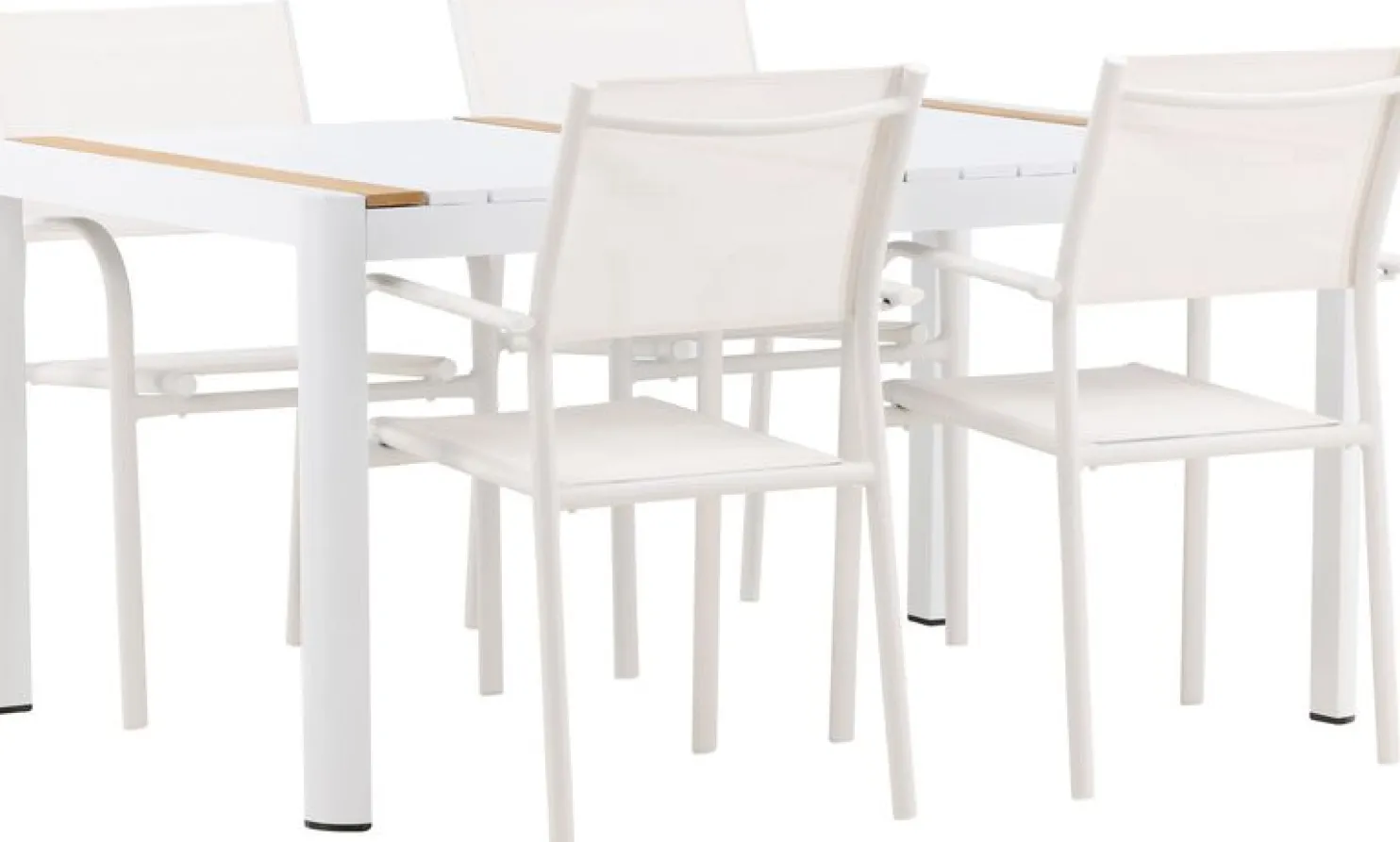 Ruokailuryhmä Venture Home, 150x100cm Togo-pöytä + 4 pinottavaa Santorini-tuolia
