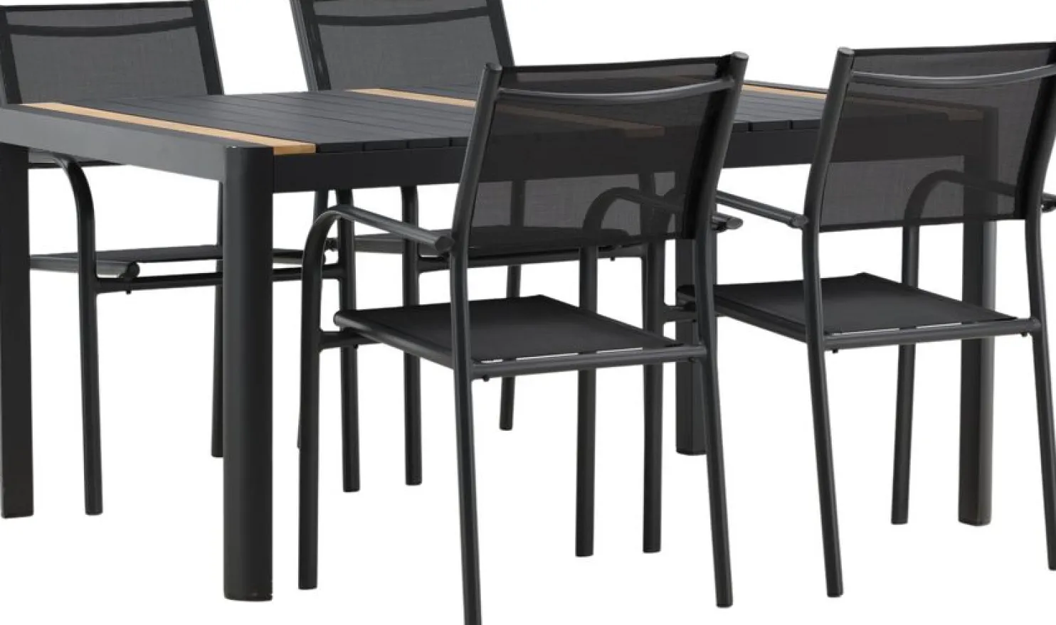 Ruokailuryhmä Venture Home, 150x100cm Togo-pöytä + 4 pinottavaa Santorini-tuolia