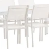 Ruokailuryhmä Venture Home, 200x100cm valkoinen/tiikki Togo-pöytä + 6 valkoista, pinottavaa Santorini-tuolia