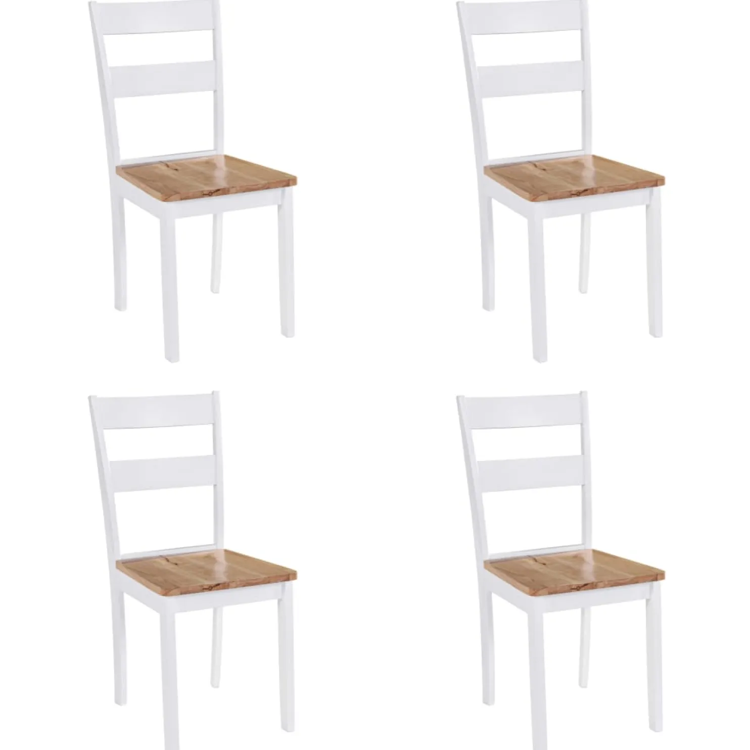 Ruokapöydän tuolit kumipuu, valkoinen, eri pakkauskokoja
