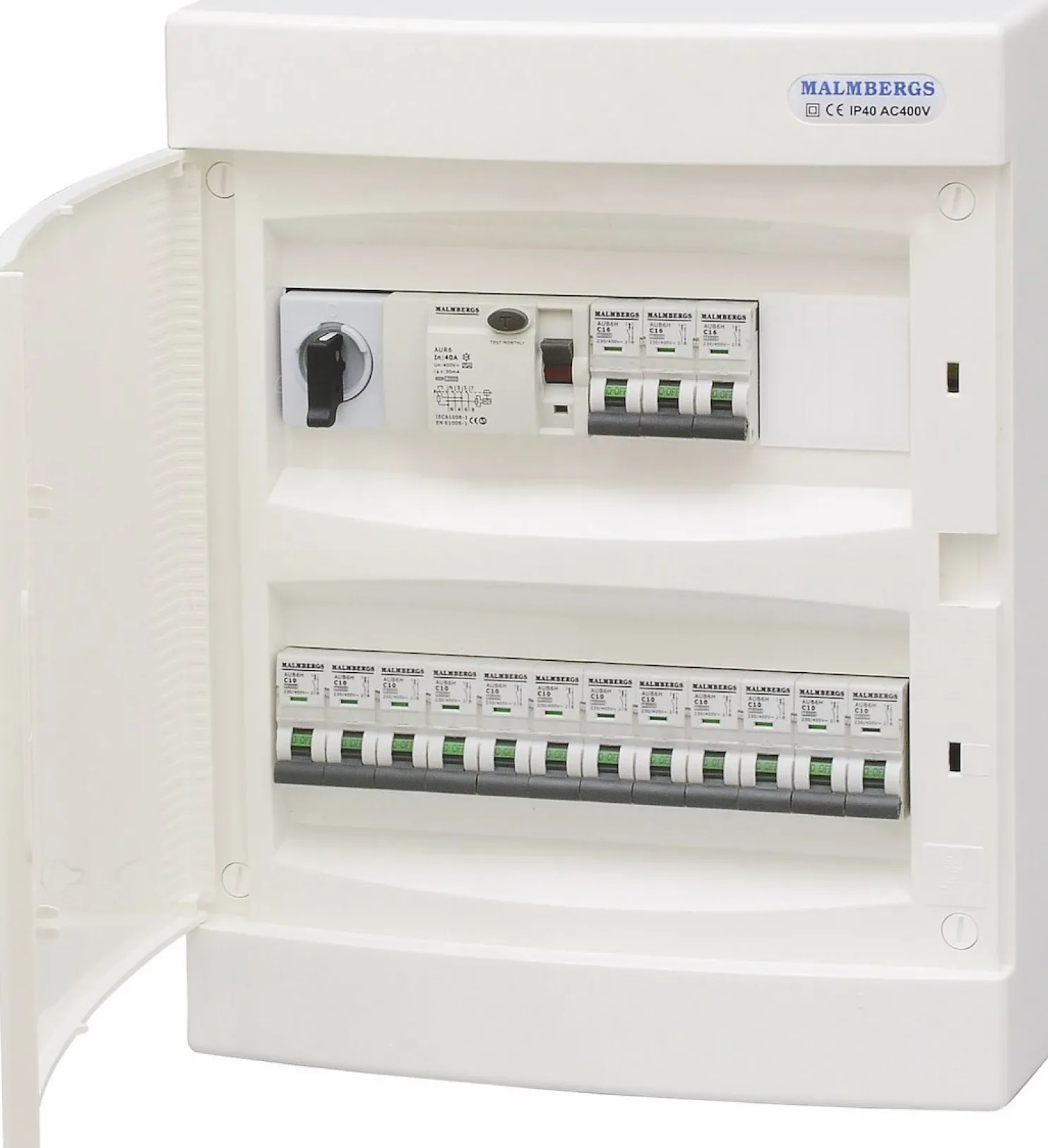 Ryhmäkeskus Malmbergs 2x12 modulia, IP40, pinta-asennus
