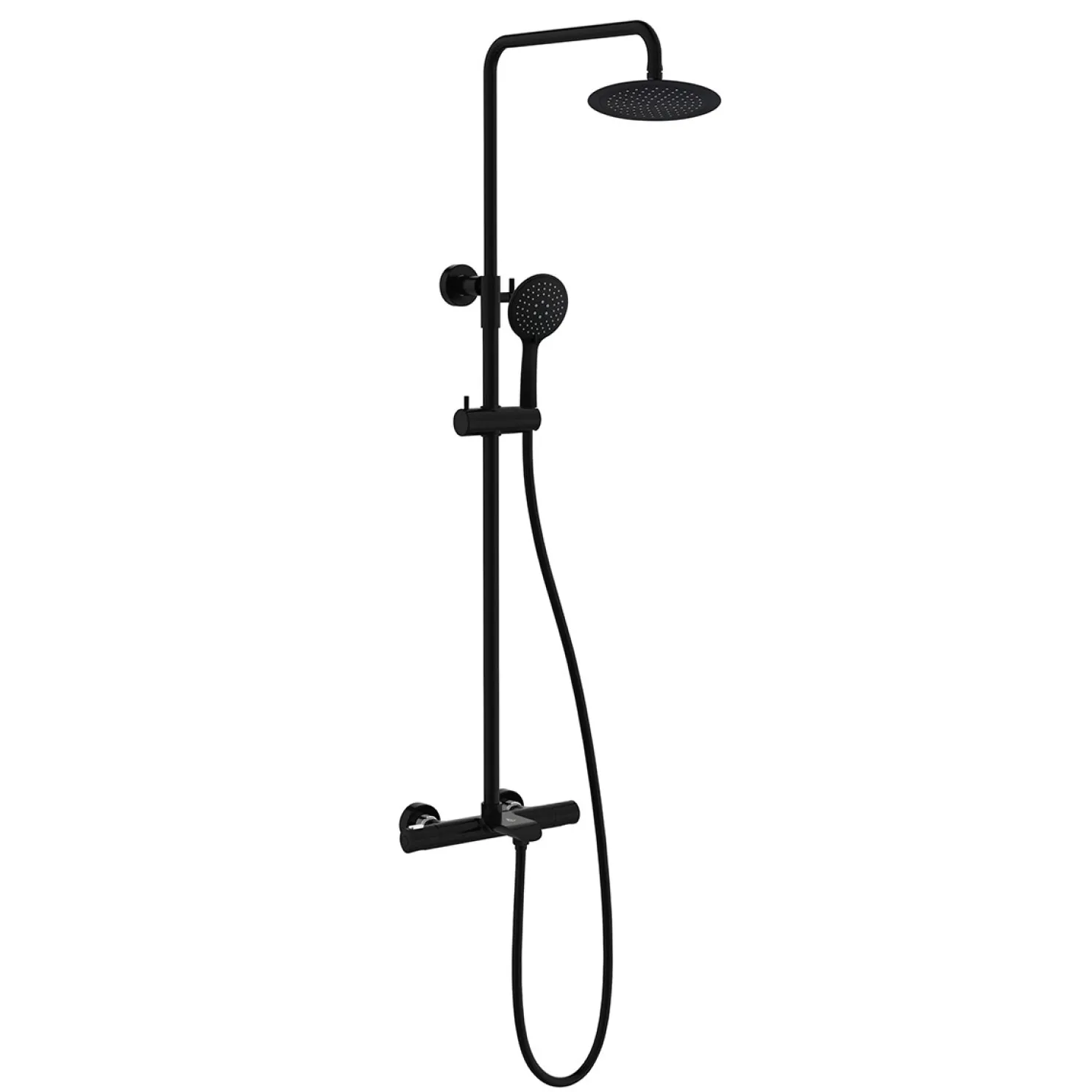 Sadesuihkusetti Bathlife Brusa, termostaattihanalla, suihkupää ⌀240mm, juoksuputkella, matta musta