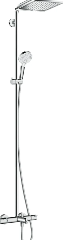 Sadesuihkusetti Hansgrohe Crometta E Showerpipe 240 1jet, termostaattihanalla, juoksuputkella, suihkupää ⌀240mm, kiiltävä kromi