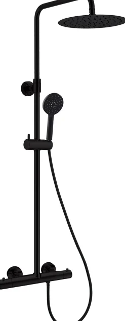 Sadesuihkusetti Noro Studio, termostaattihanalla, suihkupää ø250mm, vettä säästävä, hierova suihku, matta musta