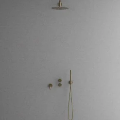 Sadesuihkusetti Scandtap Steel Harmonized 3x, termostaattihanalla ja juoksuputkella, Champagne