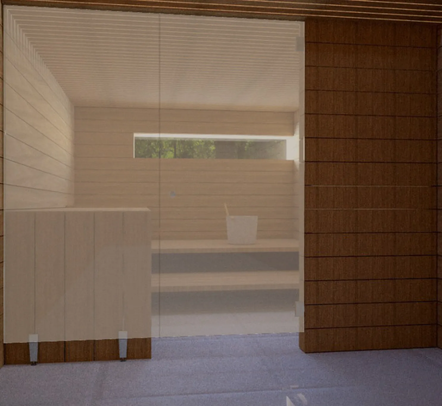 Saunan lasiseinä Vihtan 6 ovi + sivulasi rst jaloilla pronssi