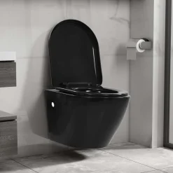 Seinäkiinnitettävä WC ei huuhtelurengasta keraaminen musta