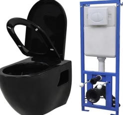 Seinään kiinnitettävä WC piilotettu säiliö musta keraaminen