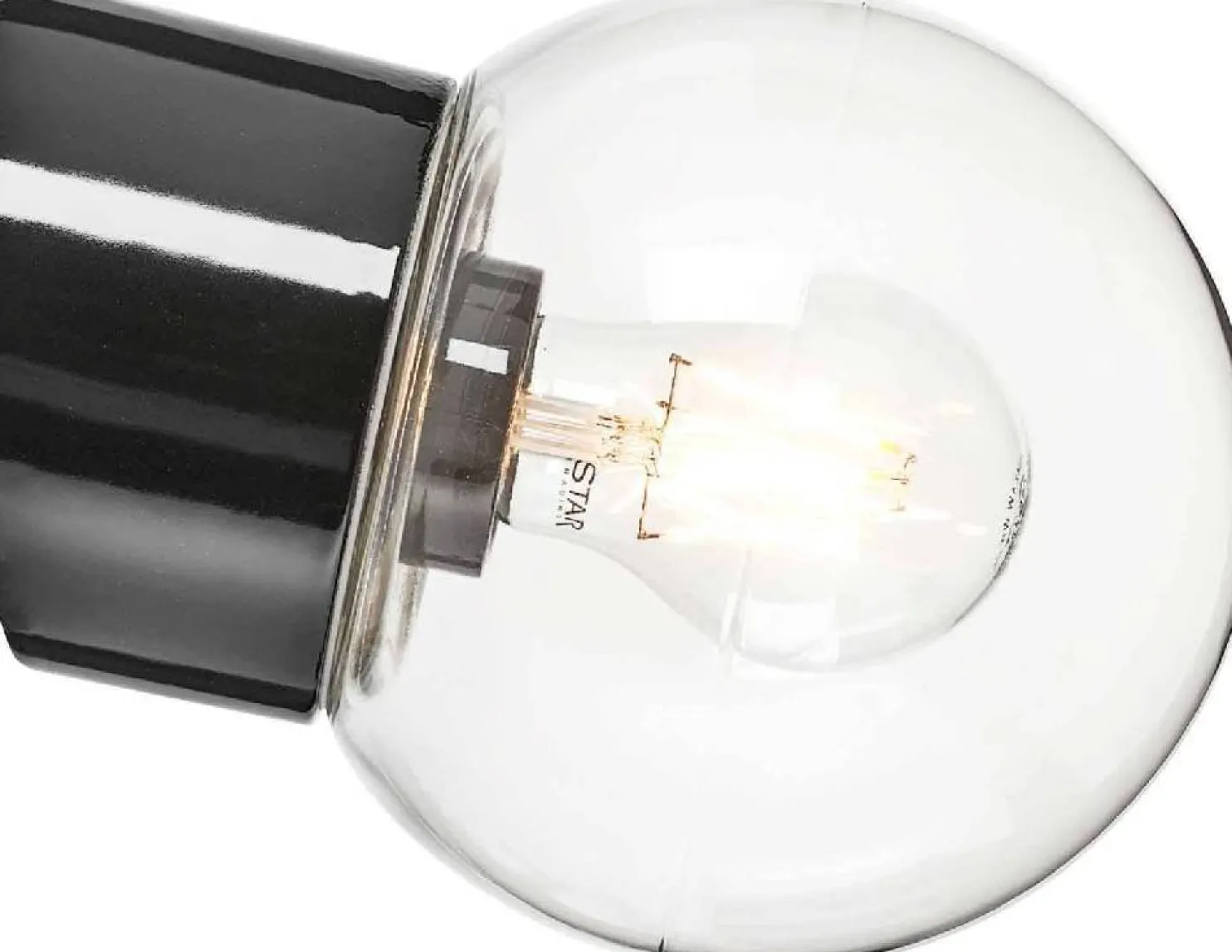 Seinävalaisin Ifö Electric Classic Glob Ø150mm kirkas kupu musta vino IP54