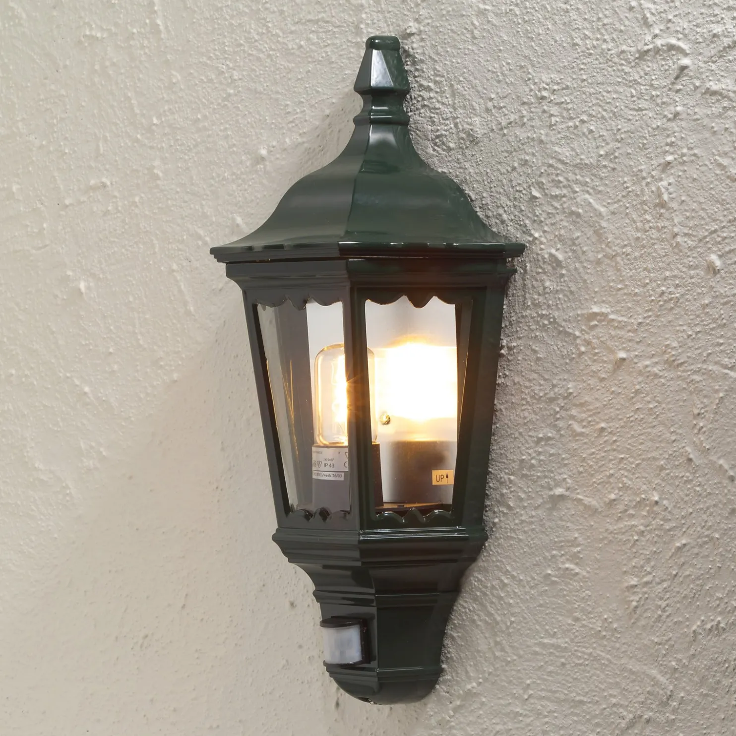Seinävalaisin Konstsmide Firenze 7230-600 250x160x495 mm liiketunnistimella vihreä