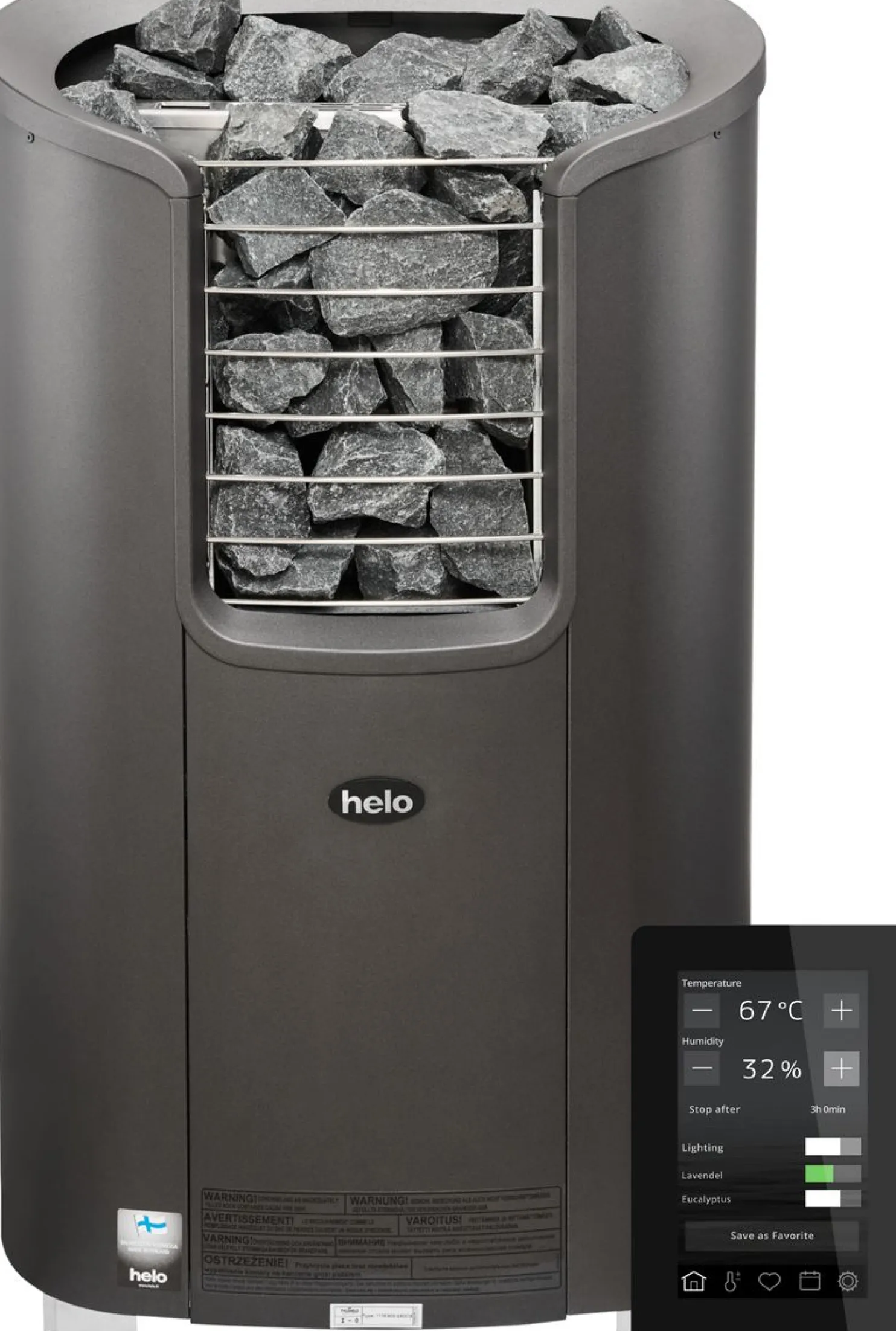 Sähkökiuas Helo Roxx 60 Elite WT 6 kW 5-10 m³ manuaalitäyttö erillinen ohjaus