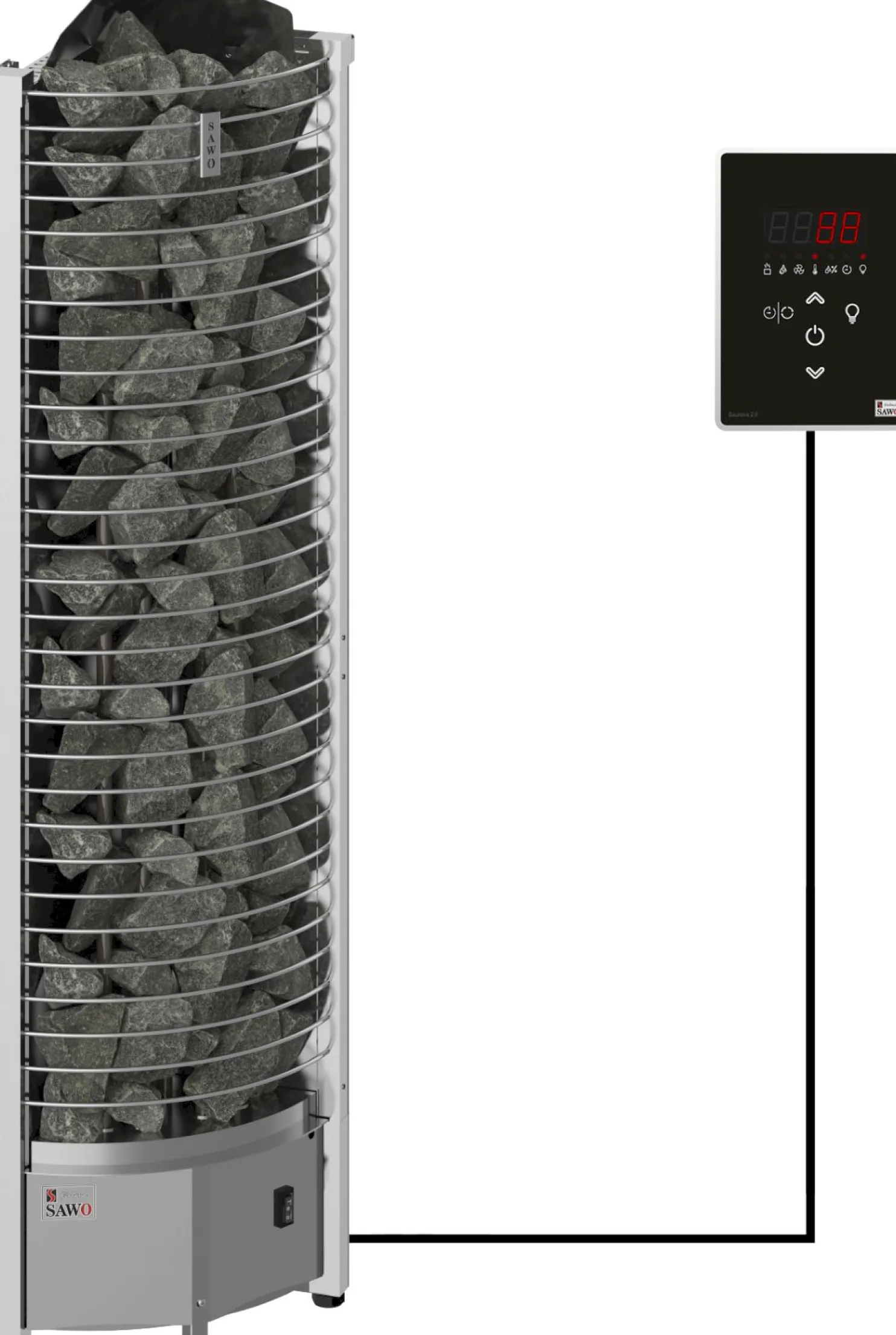 Sähkökiuas SAWO Tower Corner Ni2 6 kW 5-8 m³ erillinen ohjaus