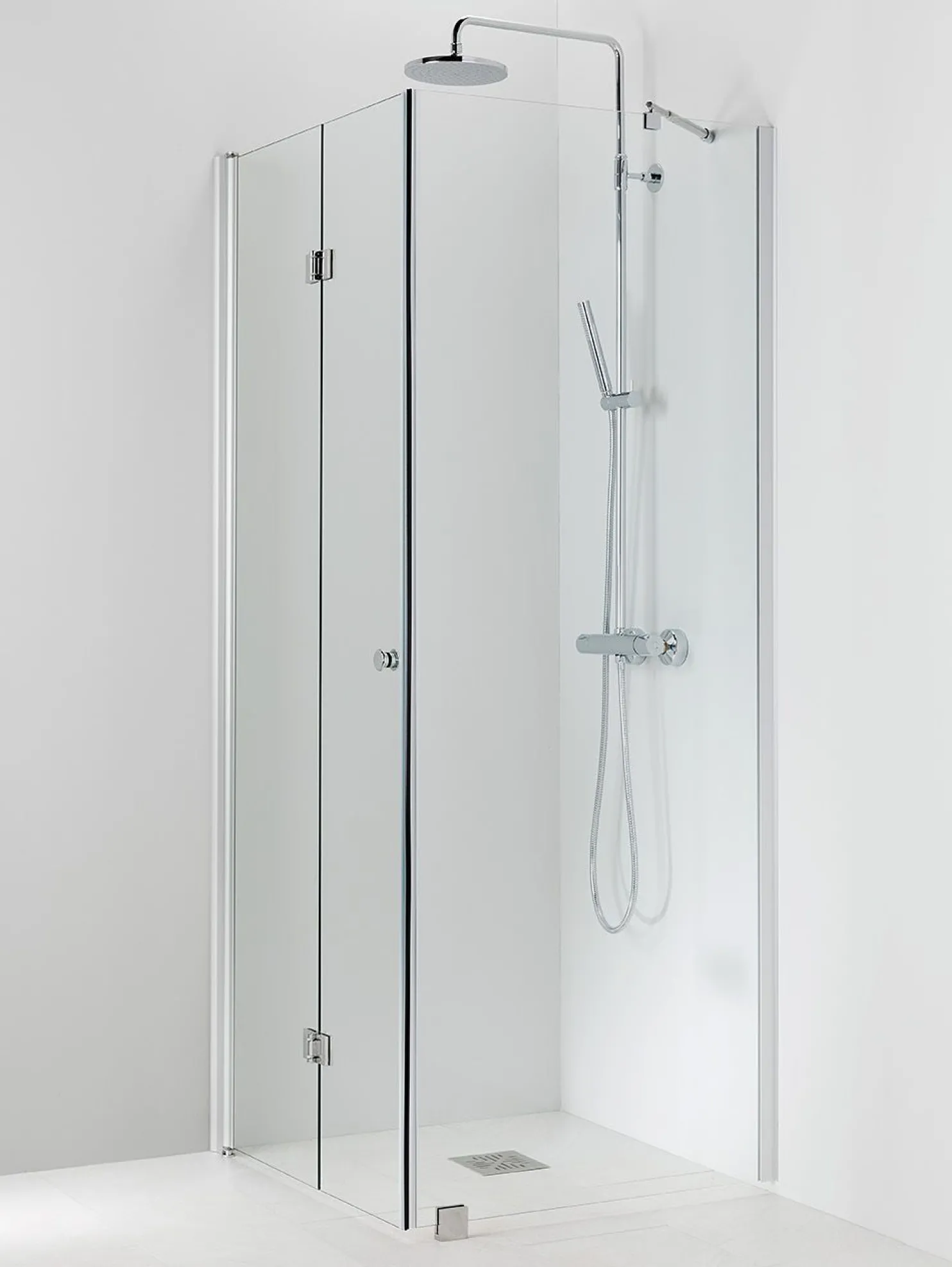 Suihkukulma Vihtan Ocean 5+6 700/850 mm kiinteä + taittuva suora kirkas lasi