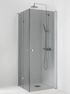 Suihkukulma Vihtan Ocean 3+5 700/800 mm kääntyvä + taittuva suora harmaa lasi