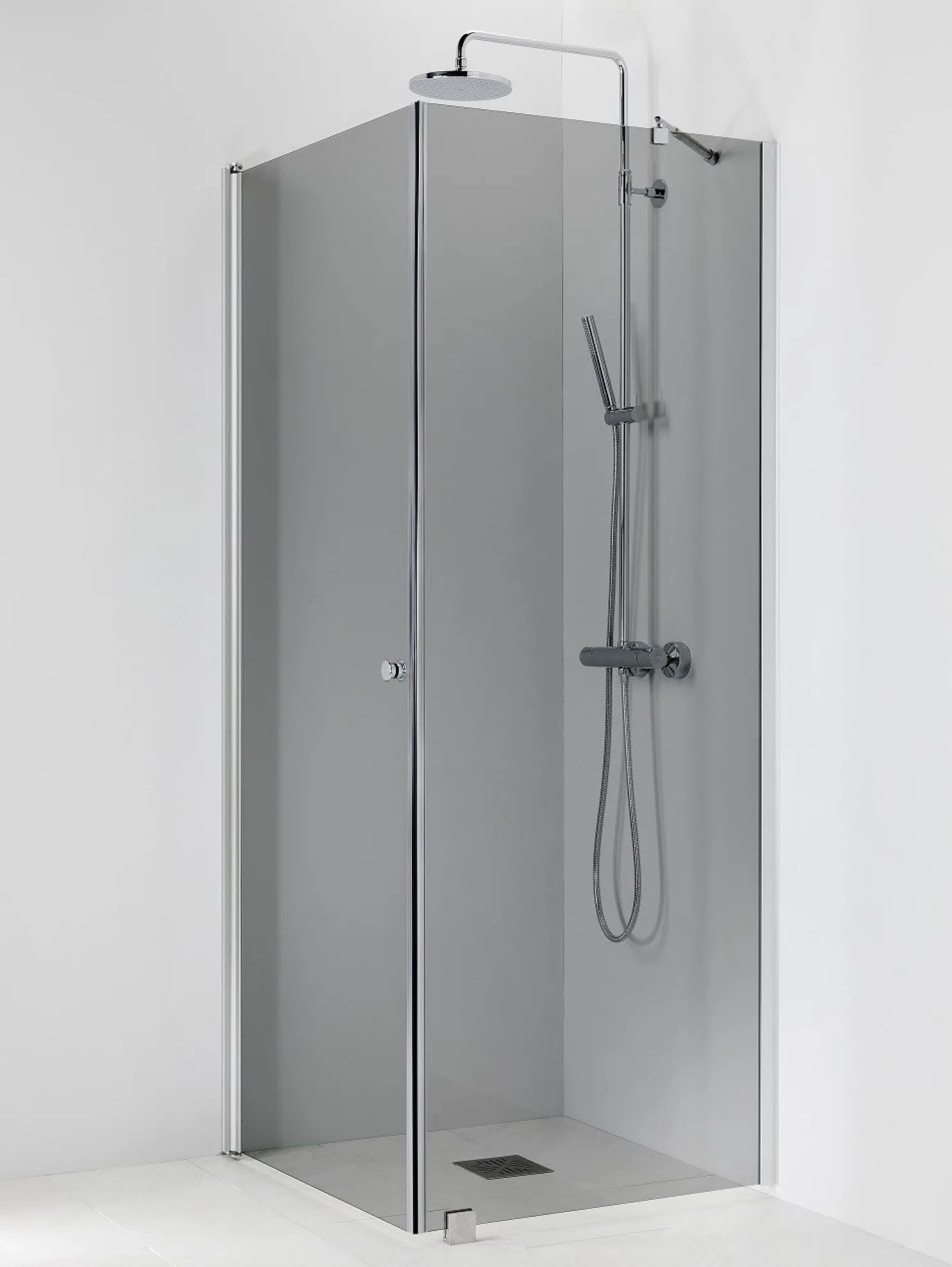 Suihkukulma Vihtan Ocean 3+6 800/850 mm kiinteä + kääntyvä suora harmaa lasi