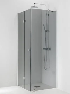 Suihkukulma Vihtan Ocean 5+6 700/650 mm kiinteä + taittuva suora harmaa lasi