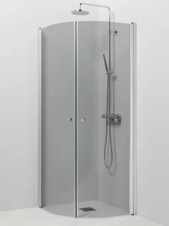 Suihkukulma Vihtan Pisara 4+4 800/900 mm kääntyvä kaareva harmaa lasi