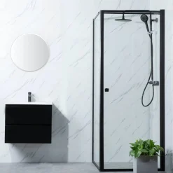 Suihkunurkka Bathlife Profil seinä 800 mm ovi 900 mm musta kehys