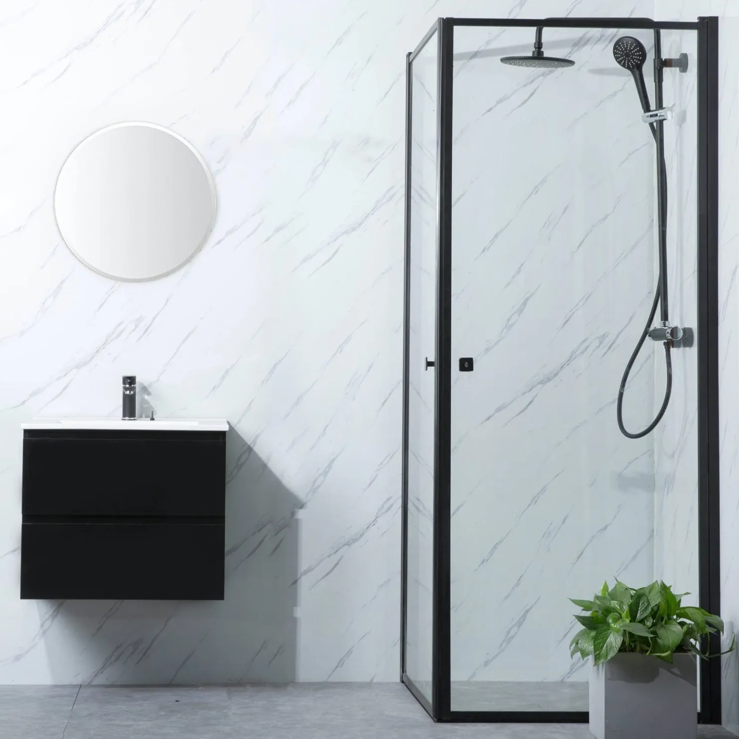 Suihkunurkka Bathlife Profil 900x1000 mm kaksi ovea musta kehys