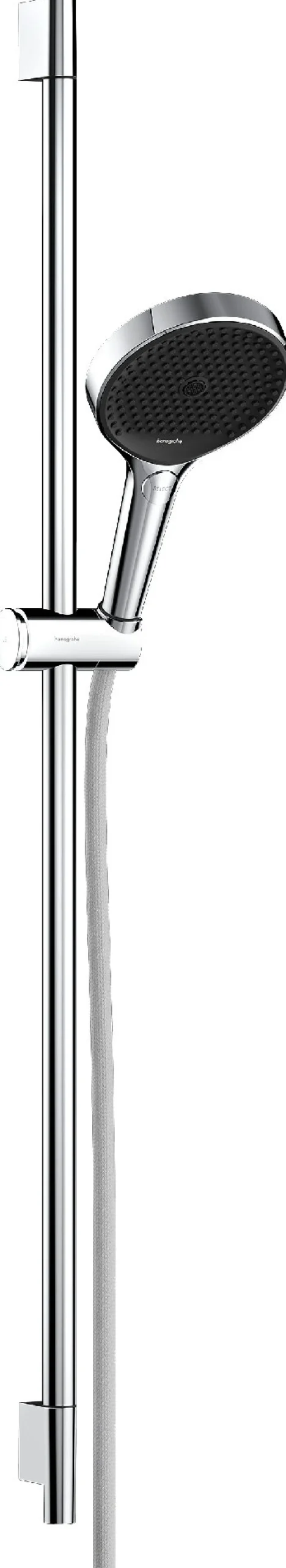 Suihkusetti Hansgrohe Rainfinity 130 3jet EcoSmart, suihkutanko S Puro 90 cm, liu'ulla ja Designflex-tekstiilisuihkuletkulla 160 cm, kromi