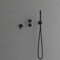 Suihkusetti Scandtap Harmonized 4 Black, termostaattihanalla ja juoksuputkella, musta