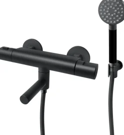 Suihkusetti Tapwell EVM026 Matte Black, termostaattihanalla, juoksuputkella, matta musta