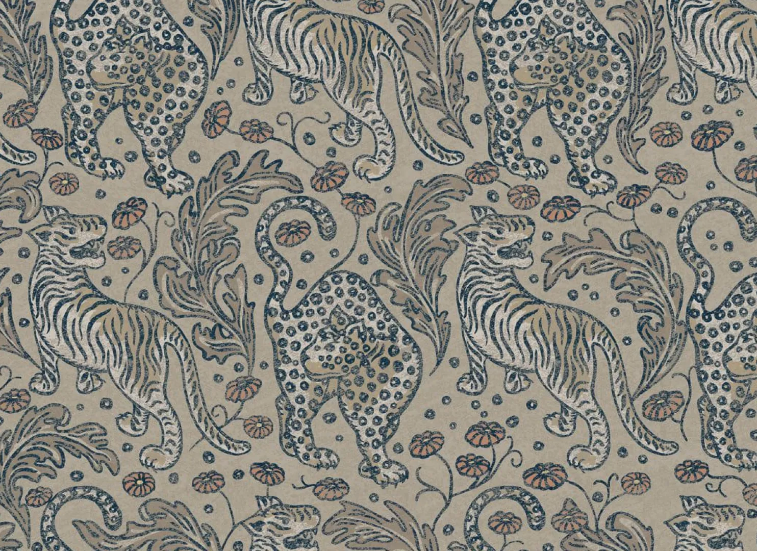 Tapetti Rebel Walls Year of the Tiger, non-woven, eläin, kukka