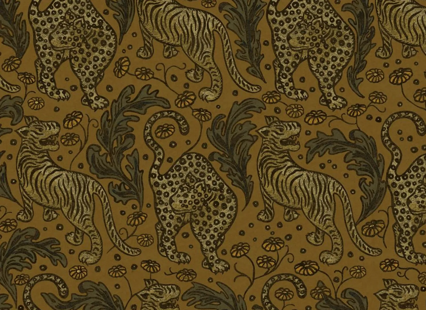 Tapetti Rebel Walls Year of the Tiger, non-woven, eläin, kukka