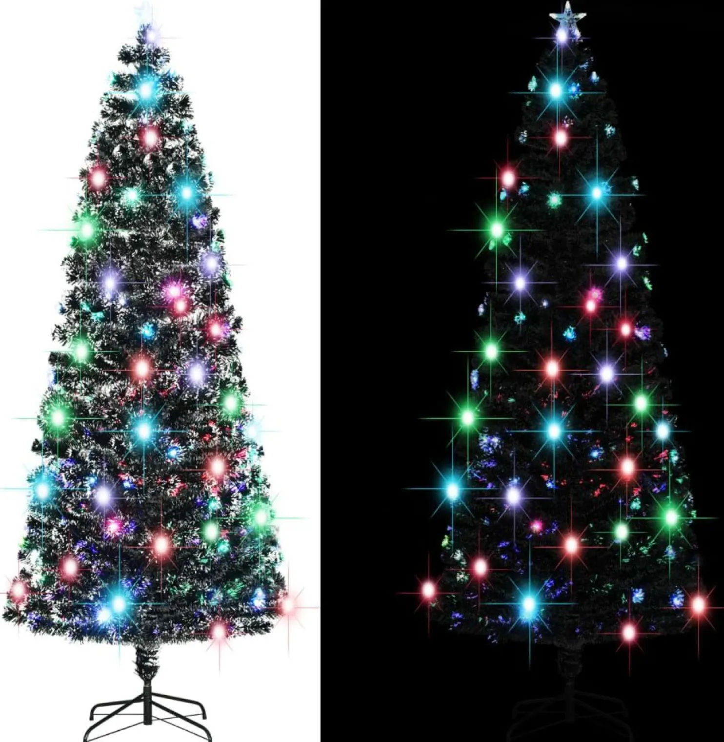 Tekojoulukuusi jalustalla, 7 eri väristä valoa, 240cm, 380 oksaa