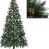 Tekojoulukuusi kävyillä ja valkoisella kimalluksella, 210cm
